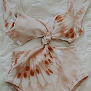 aerie Blush Tie Die Knot One Piece Swimsuit